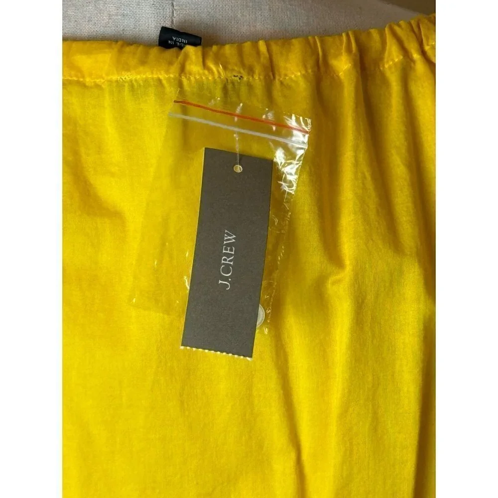 J Crew Dress Women XXS Yellow NWT Cotton Voile Tiered Button Front Beach‎ Boho
